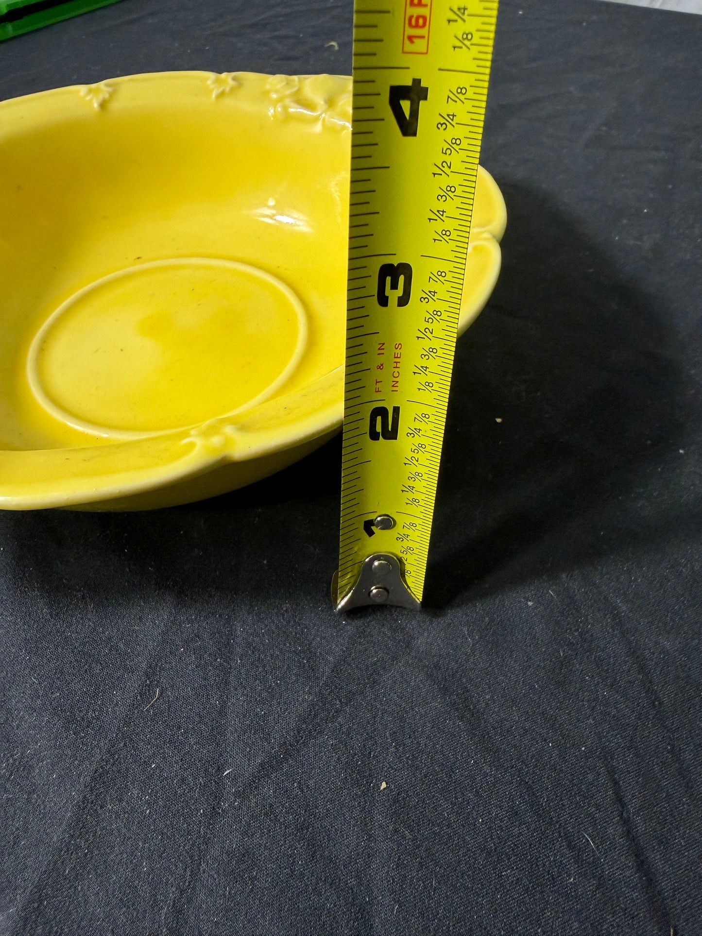 Yellow Ceramic Bowl with Floral Design