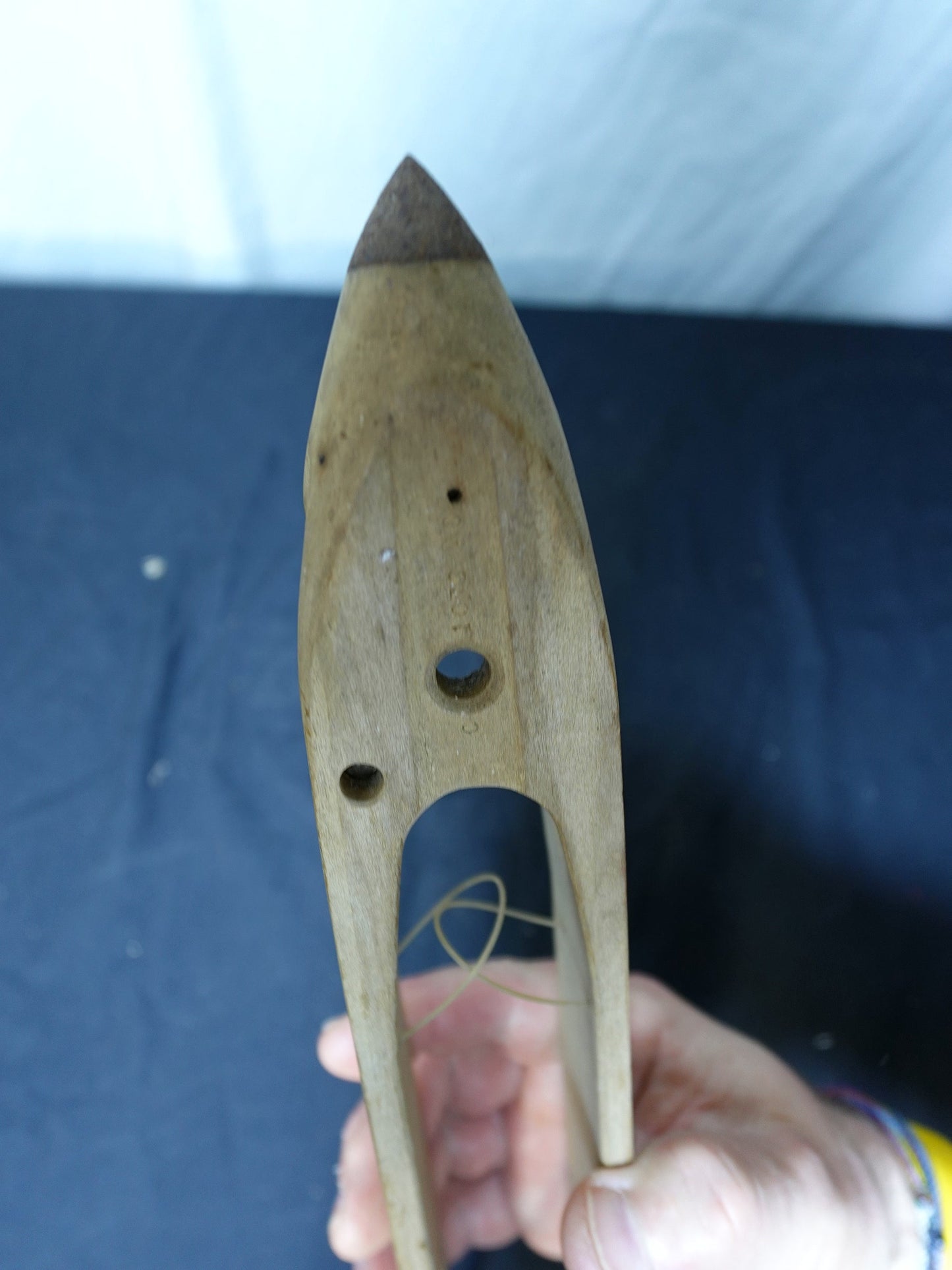 Vintage Wooden Weaving Loom Boat Shuttle with Metal Tips