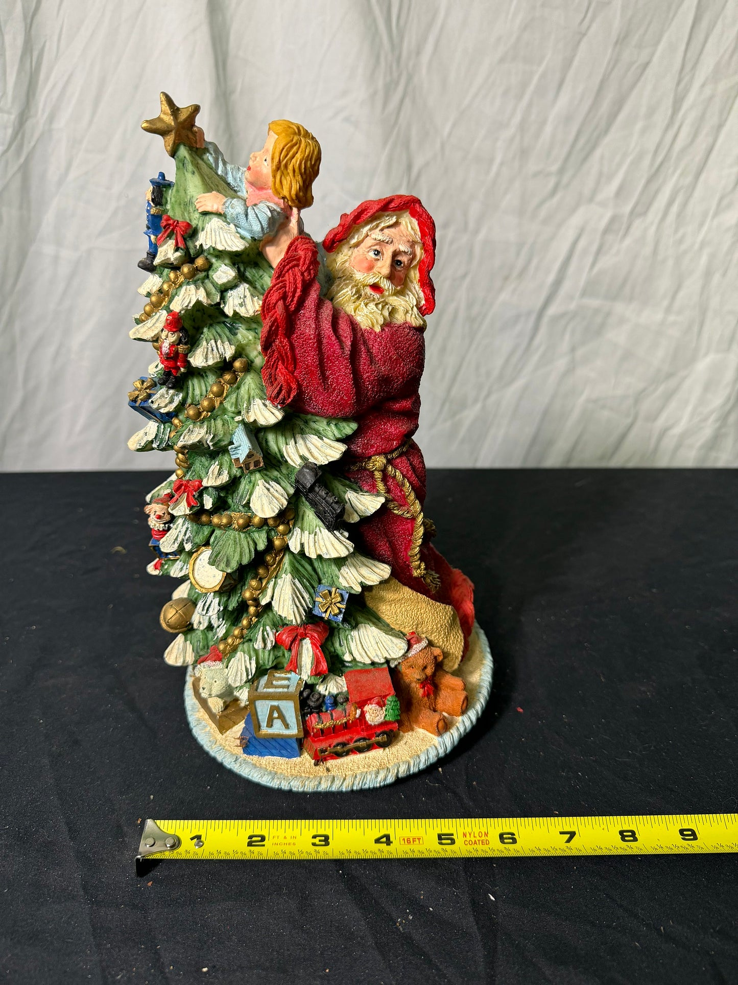 Santa Holding Child With Christmas Tree Figurine #20504-1