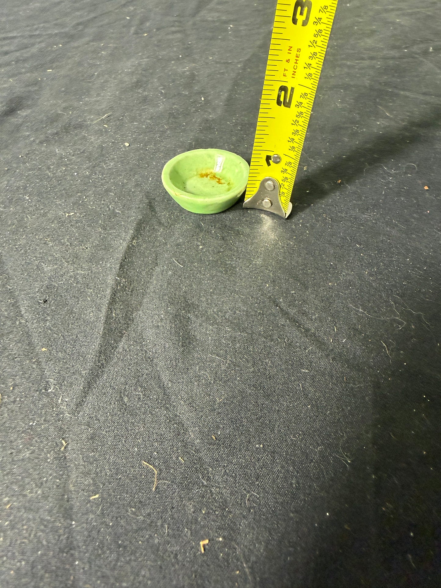Miniature Green Glazed Pottery Pinch Bowl