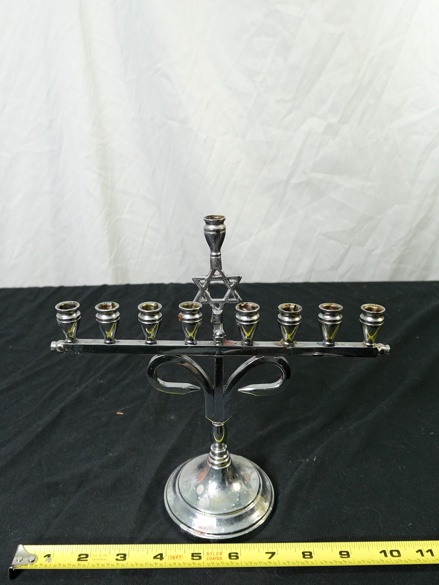 Vintage Silver Plated Hanukkah Menorah Star of David Judaica