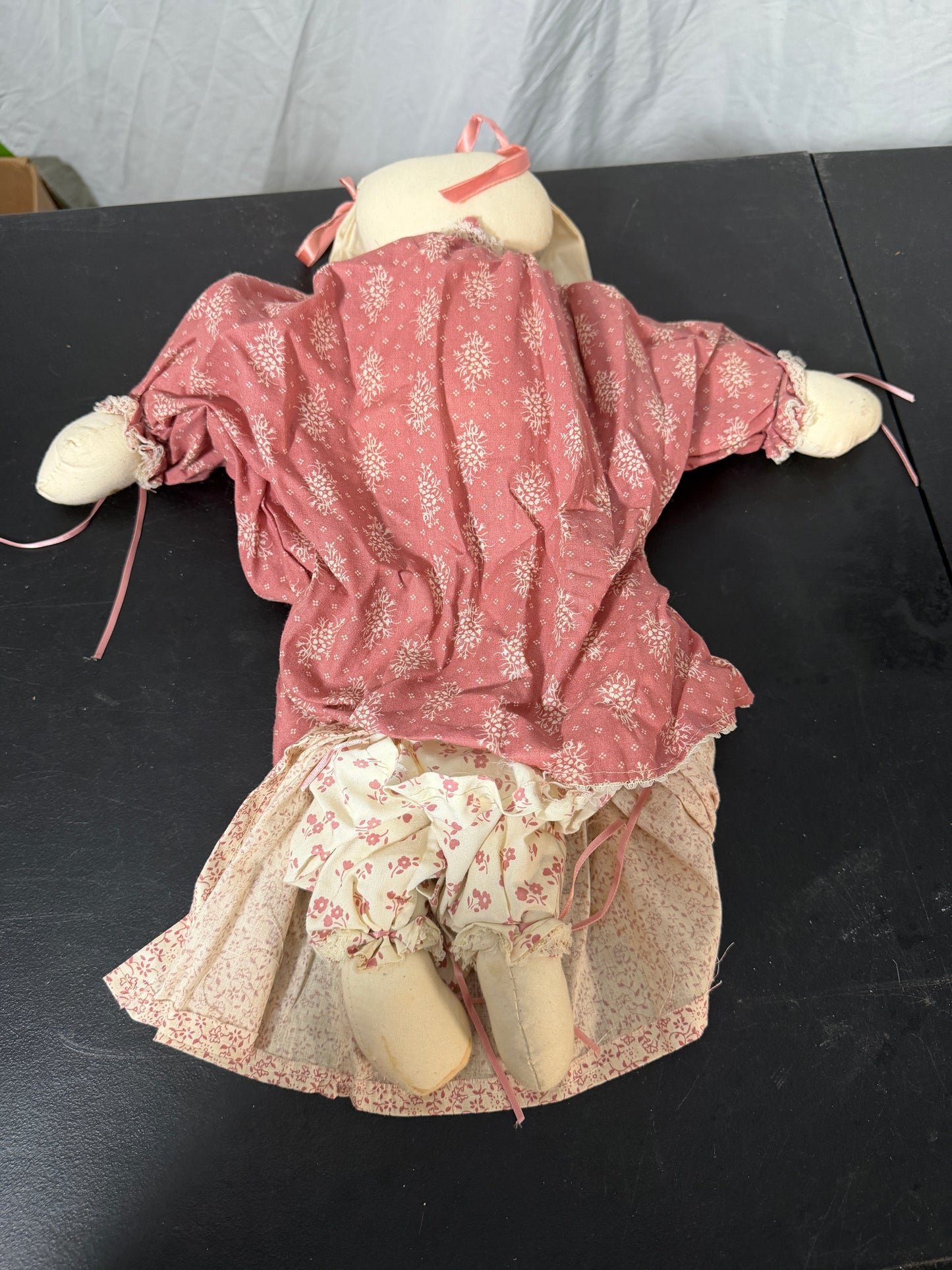 Vintage Handmade Cloth Bunny Rabbit Doll Floral Print Dress - photo 3