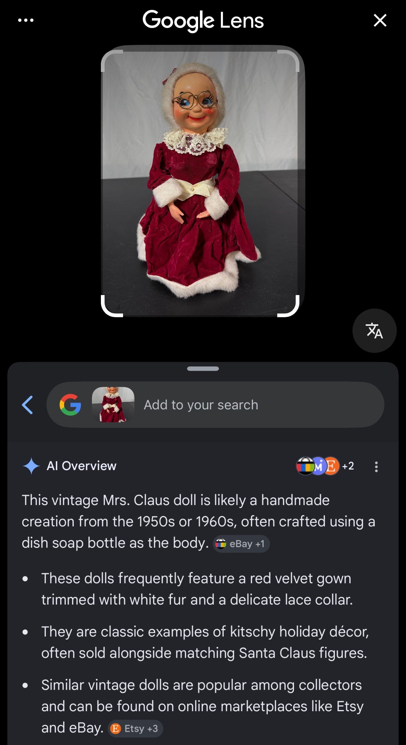 Vintage Mrs. Claus Handmade Fabric Doll 1950s 1960s - photo 6