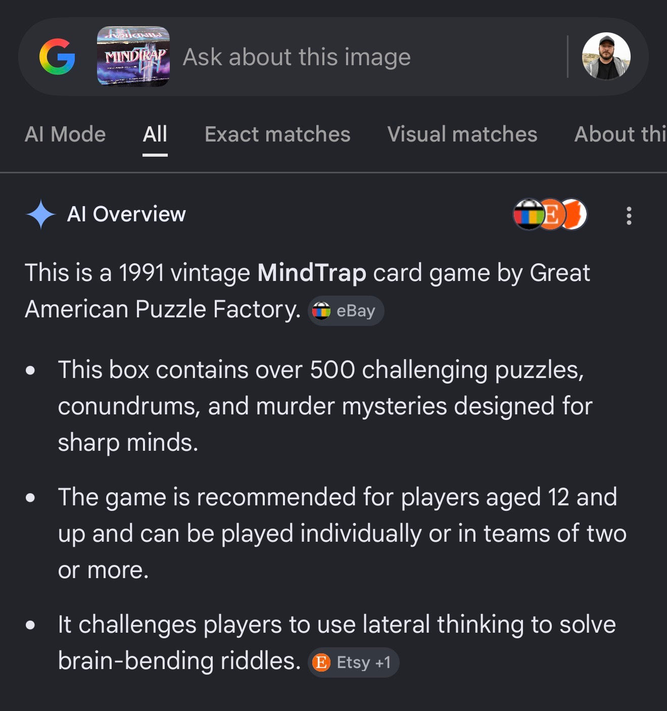 MindTrap Games Inc MindTrap Cardboard Card Game 1991 - photo 4