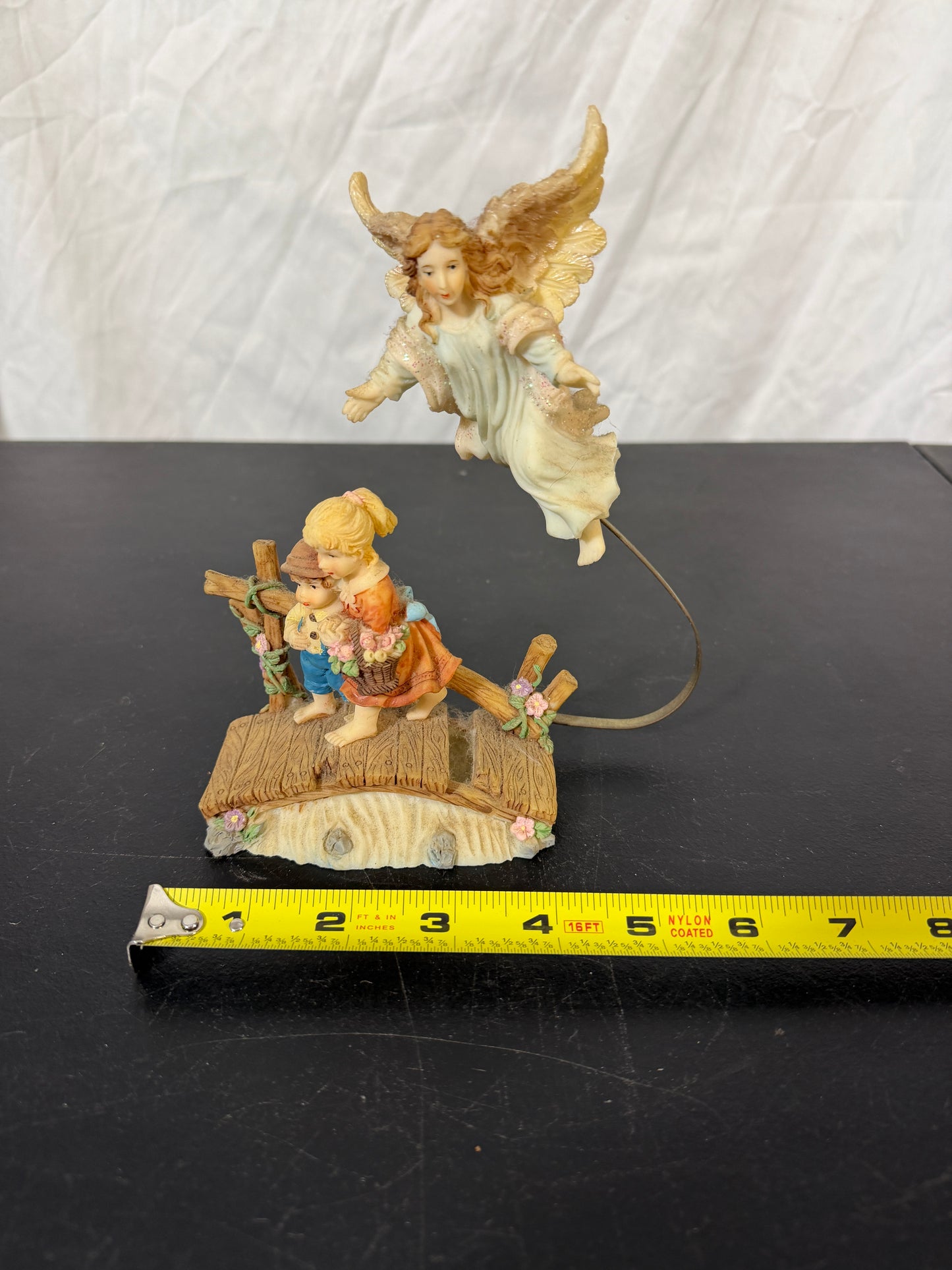 Angel Figurine with Children on Bridge - photo 6