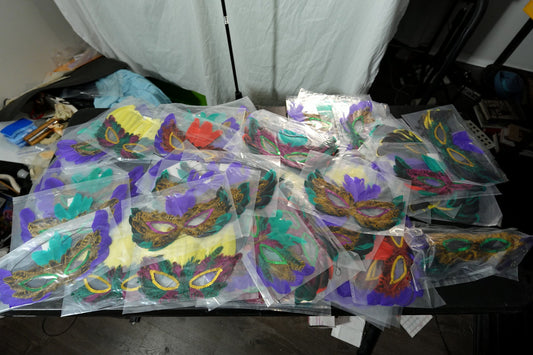 Assorted Mardi Gras Masks with Feathers