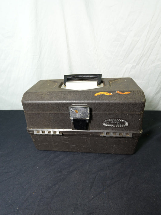 Vintage Old Pal Plastic Tackle Box Black 2 Trays PF-4000