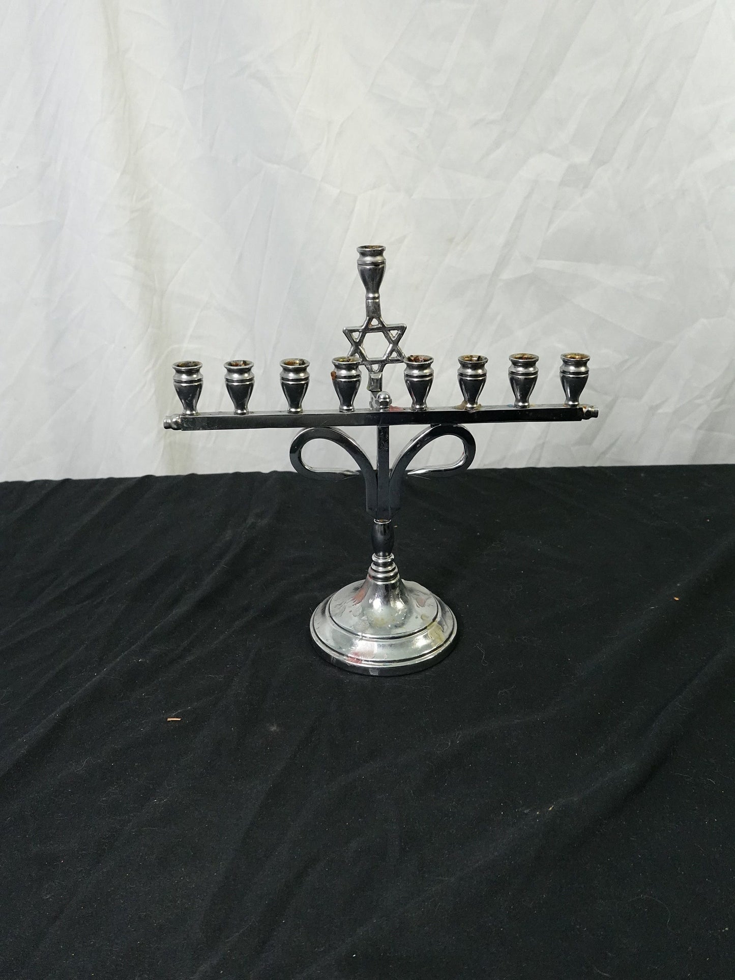 Vintage Silver Plated Hanukkah Menorah Star of David Judaica