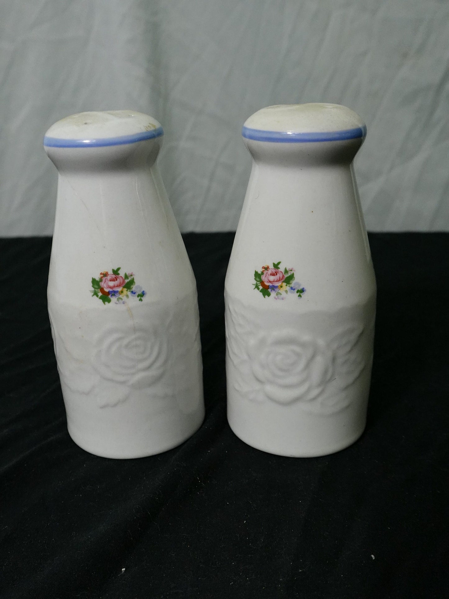 Vintage Tabletops Unlimited Victorian Rose Stoneware Salt & Pepper Shakers