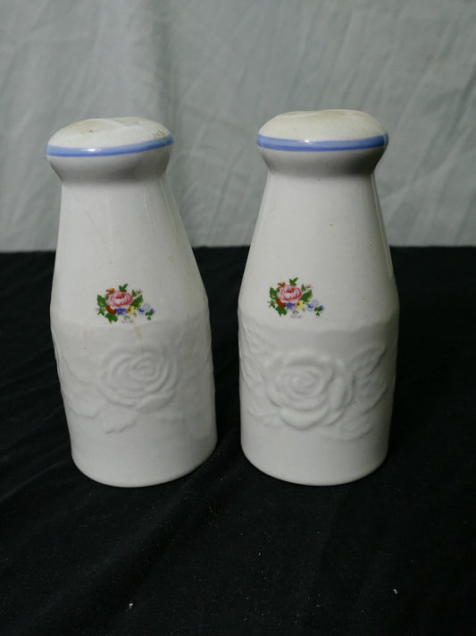 Vintage Tabletops Unlimited Victorian Rose Stoneware Salt & Pepper Shakers