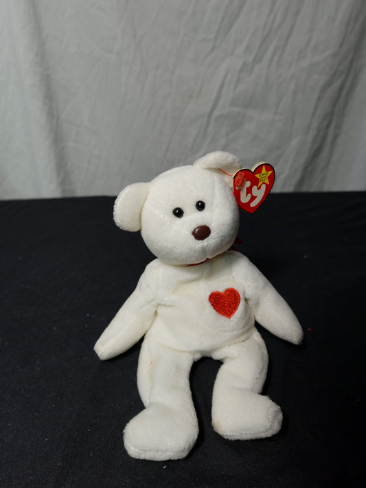 Vintage TY Valentino Beanie Baby 1994 White Bear with Heart