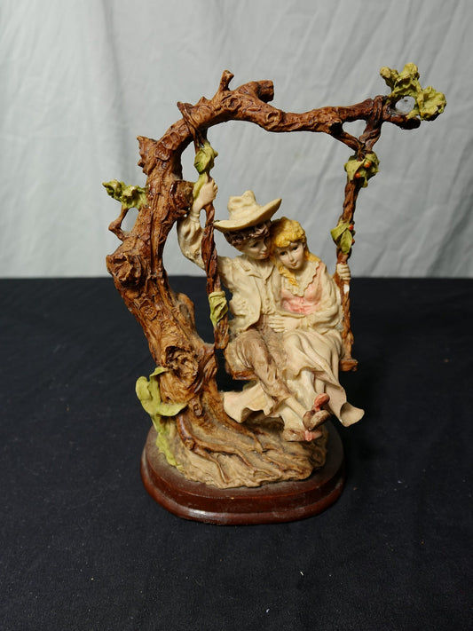Vintage Romantic Couple on the Tree Swing Figurine by SATIS-5 S