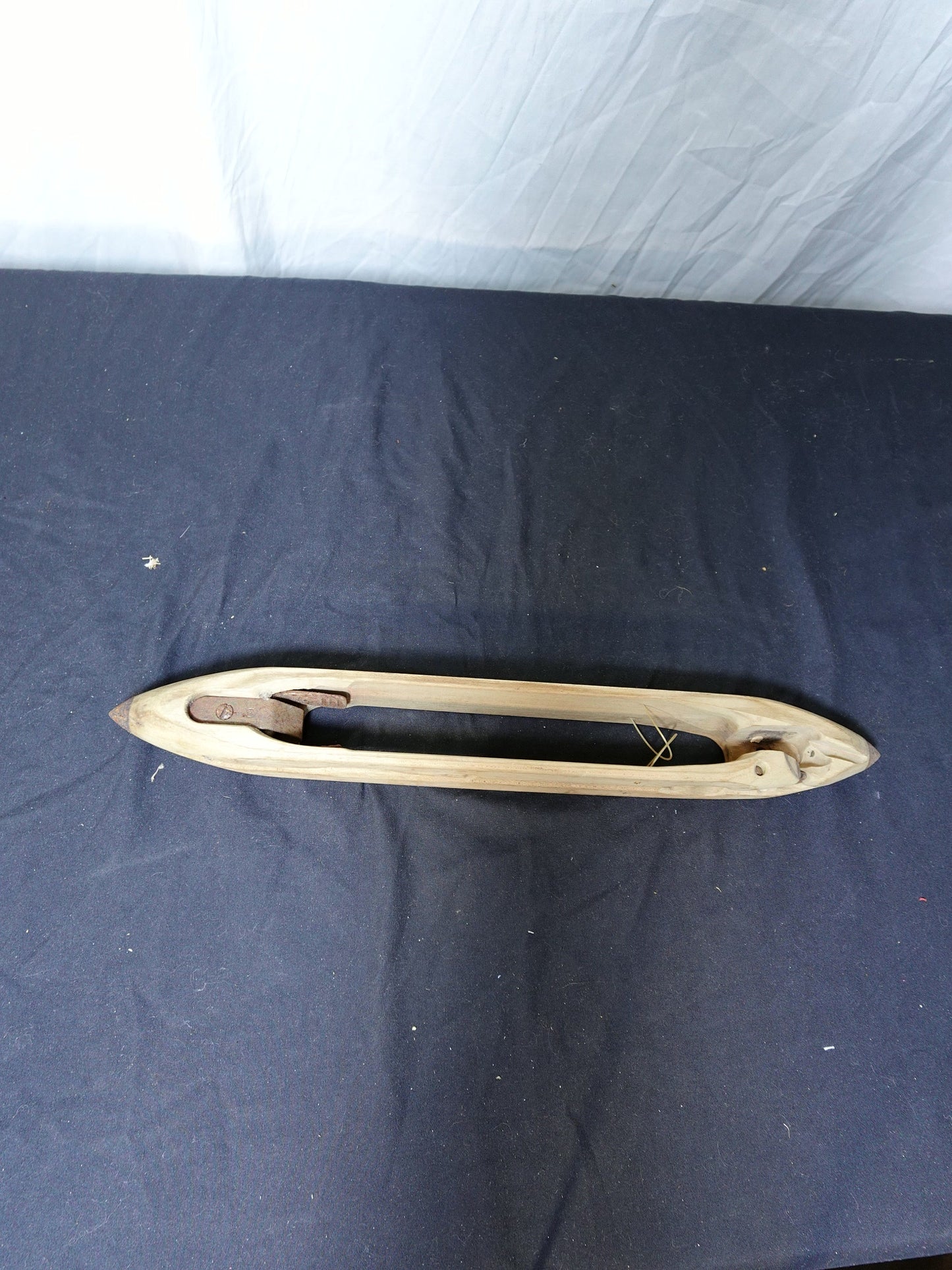 Vintage Wooden Weaving Loom Boat Shuttle with Metal Tips