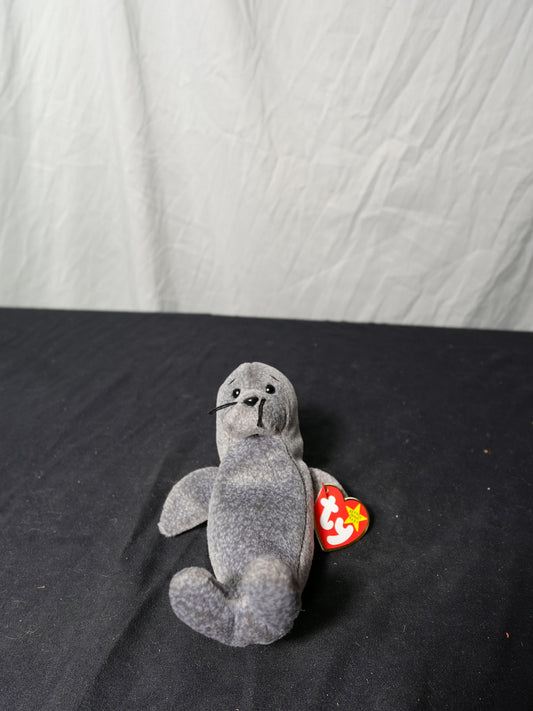 TY INC Slippery the Seal 7 inch Polyester Fiber & P.E. Pellets Plush Toy