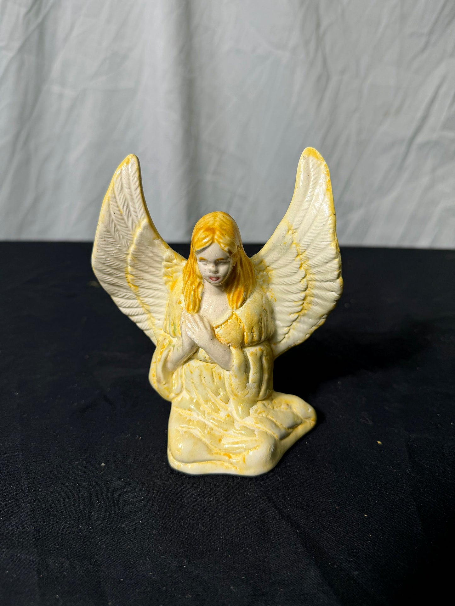 Ceramic Angel Figurine Yellow White Decorative