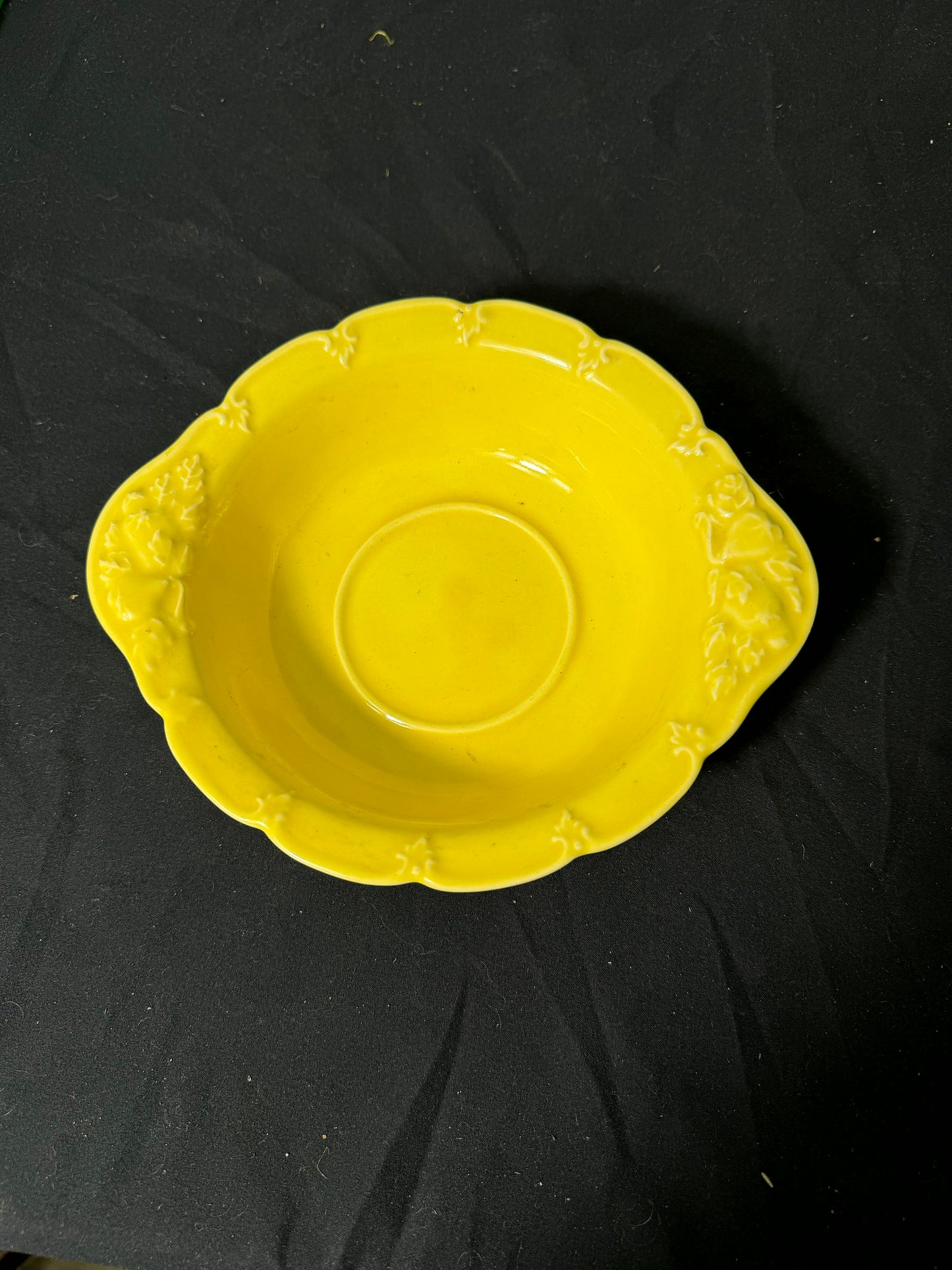 Yellow Ceramic Bowl with Floral Design