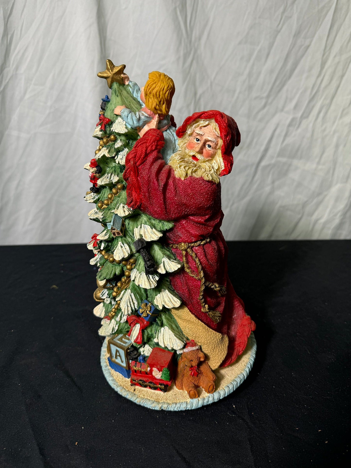 Santa Holding Child With Christmas Tree Figurine #20504-1