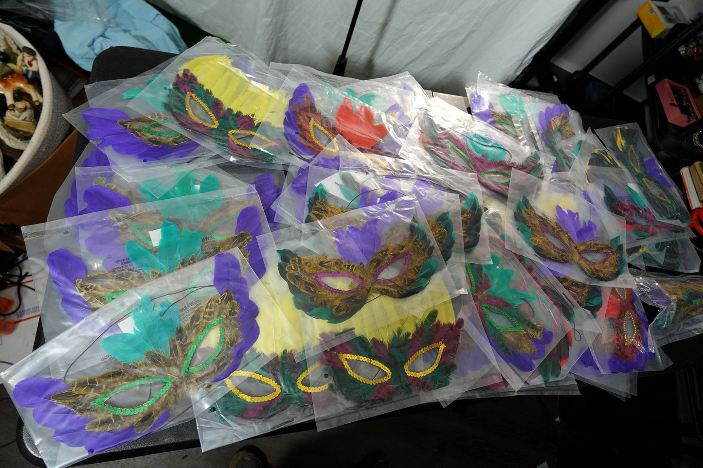 Assorted Mardi Gras Masks with Feathers
