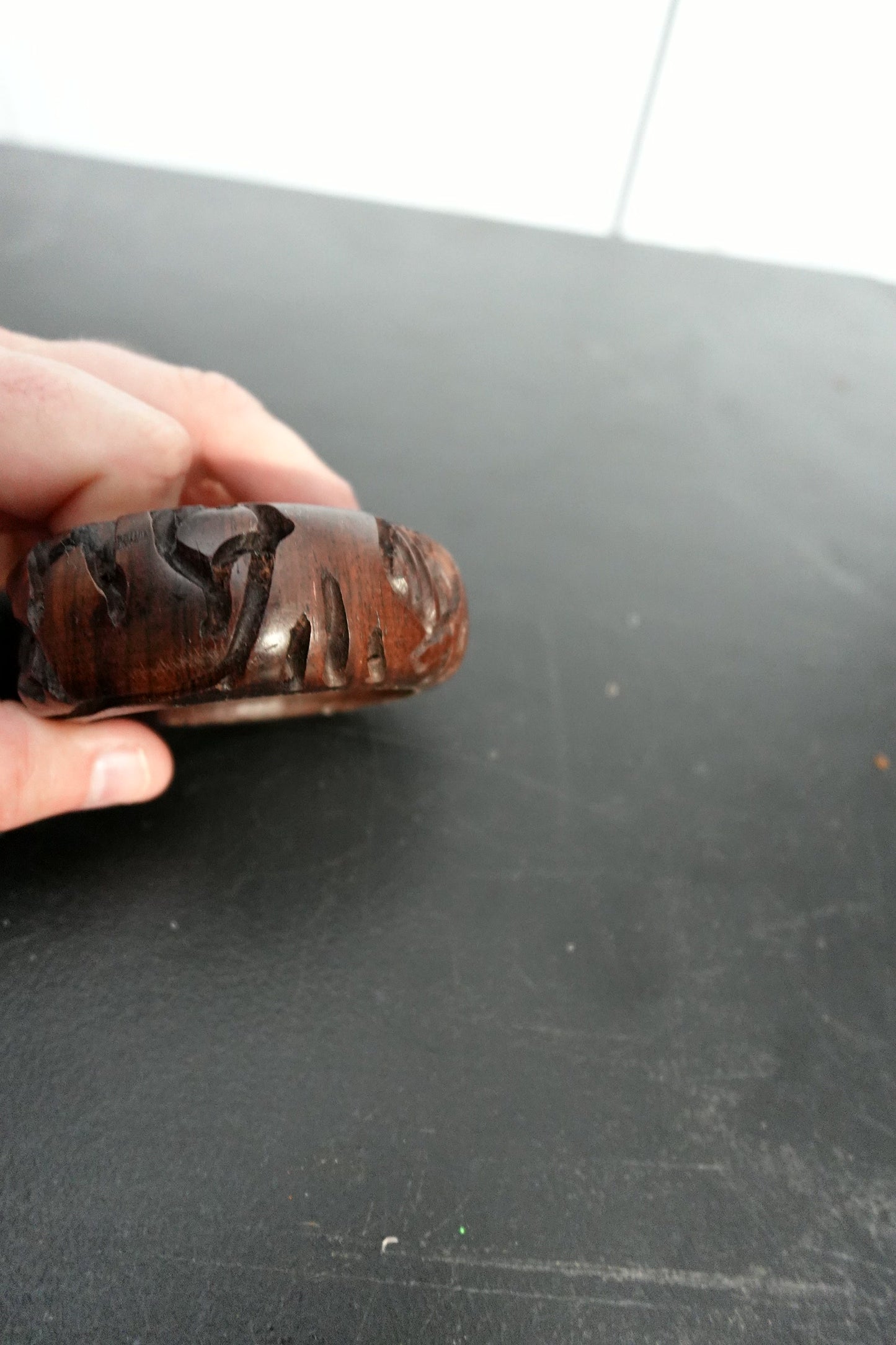 Carved Wooden Bangle Bracelet