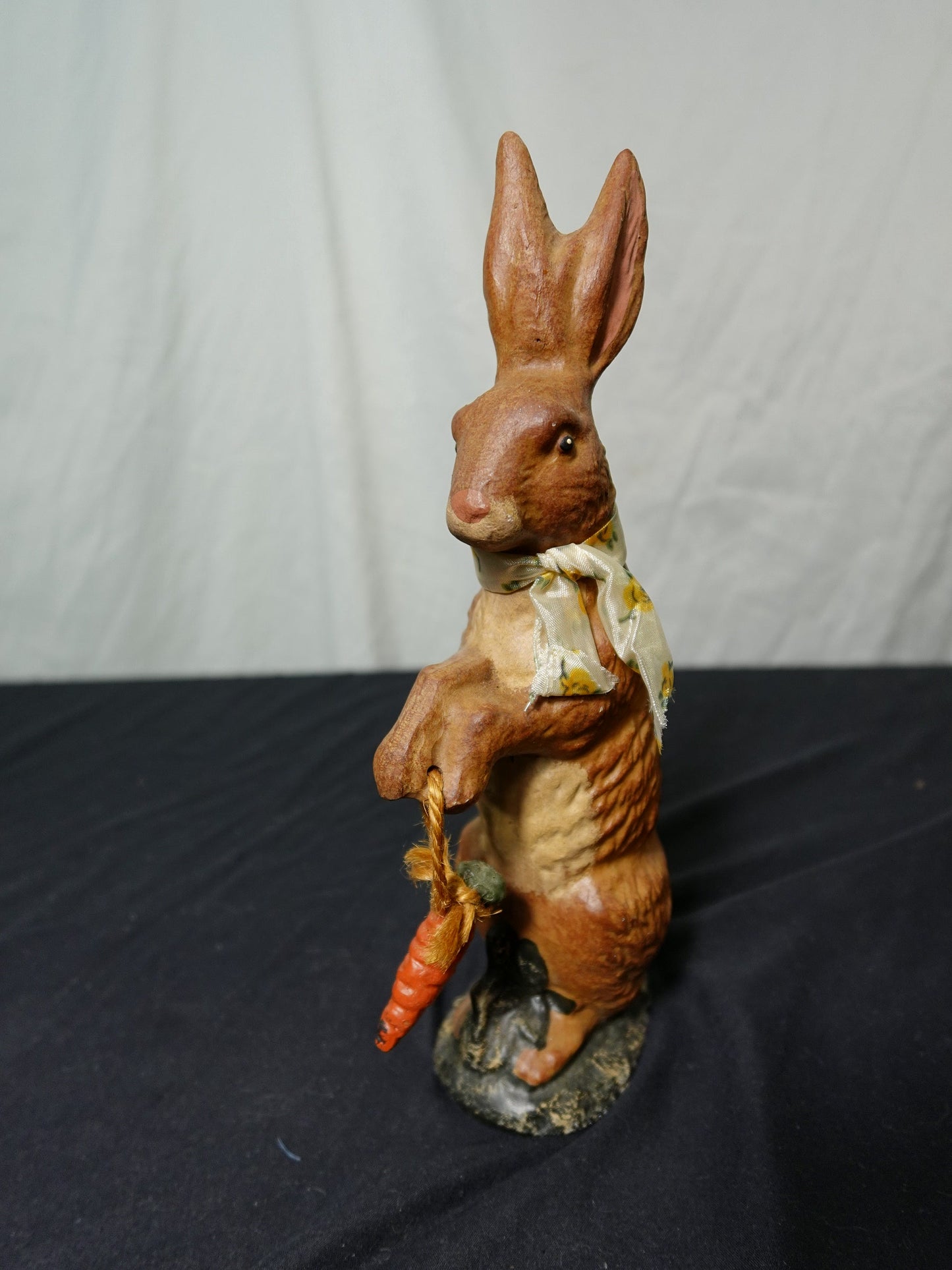 Ceramic Rabbit Figurine Holding Carrot Easter Decor