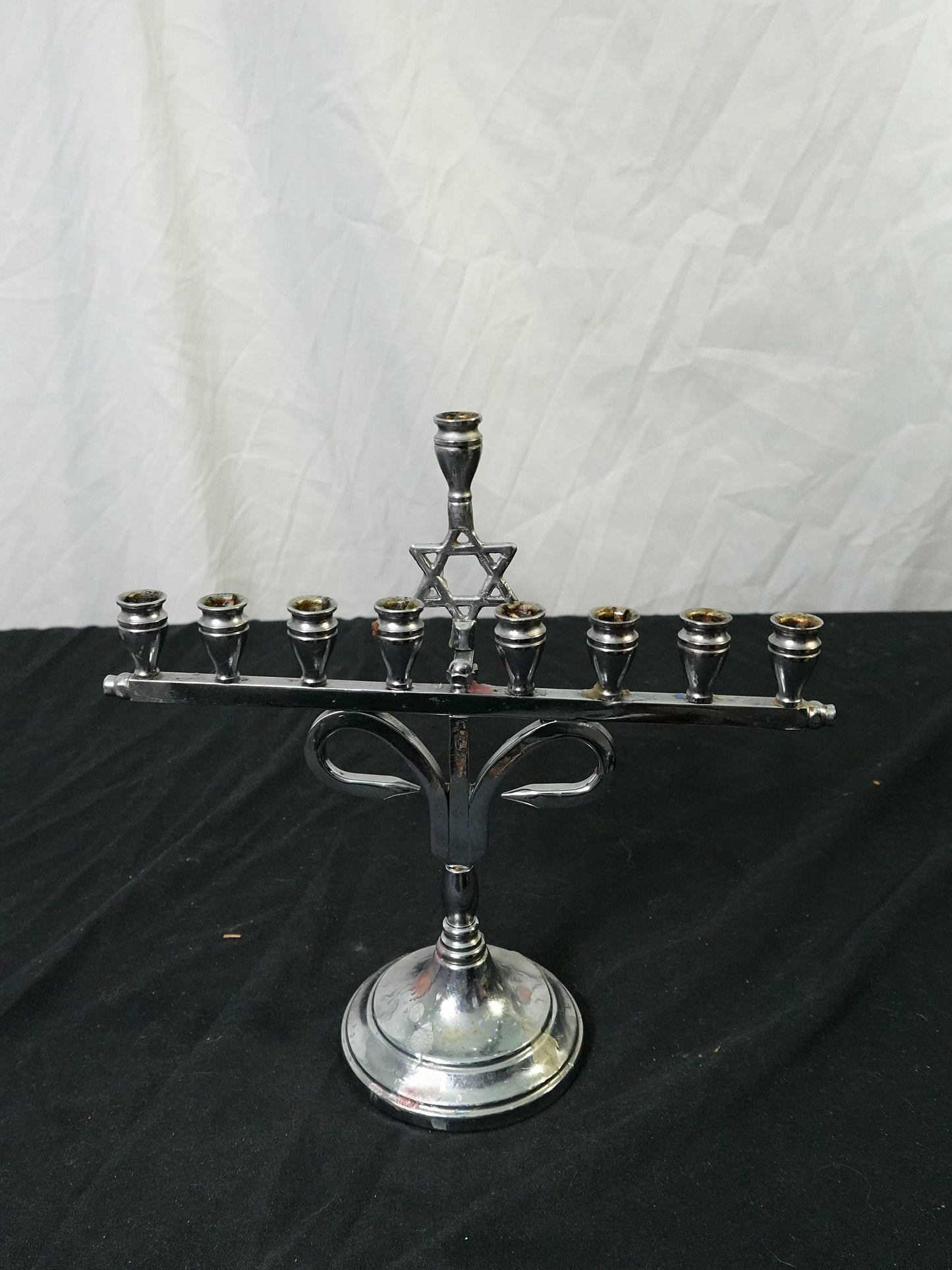 Vintage Silver Plated Hanukkah Menorah Star of David Judaica