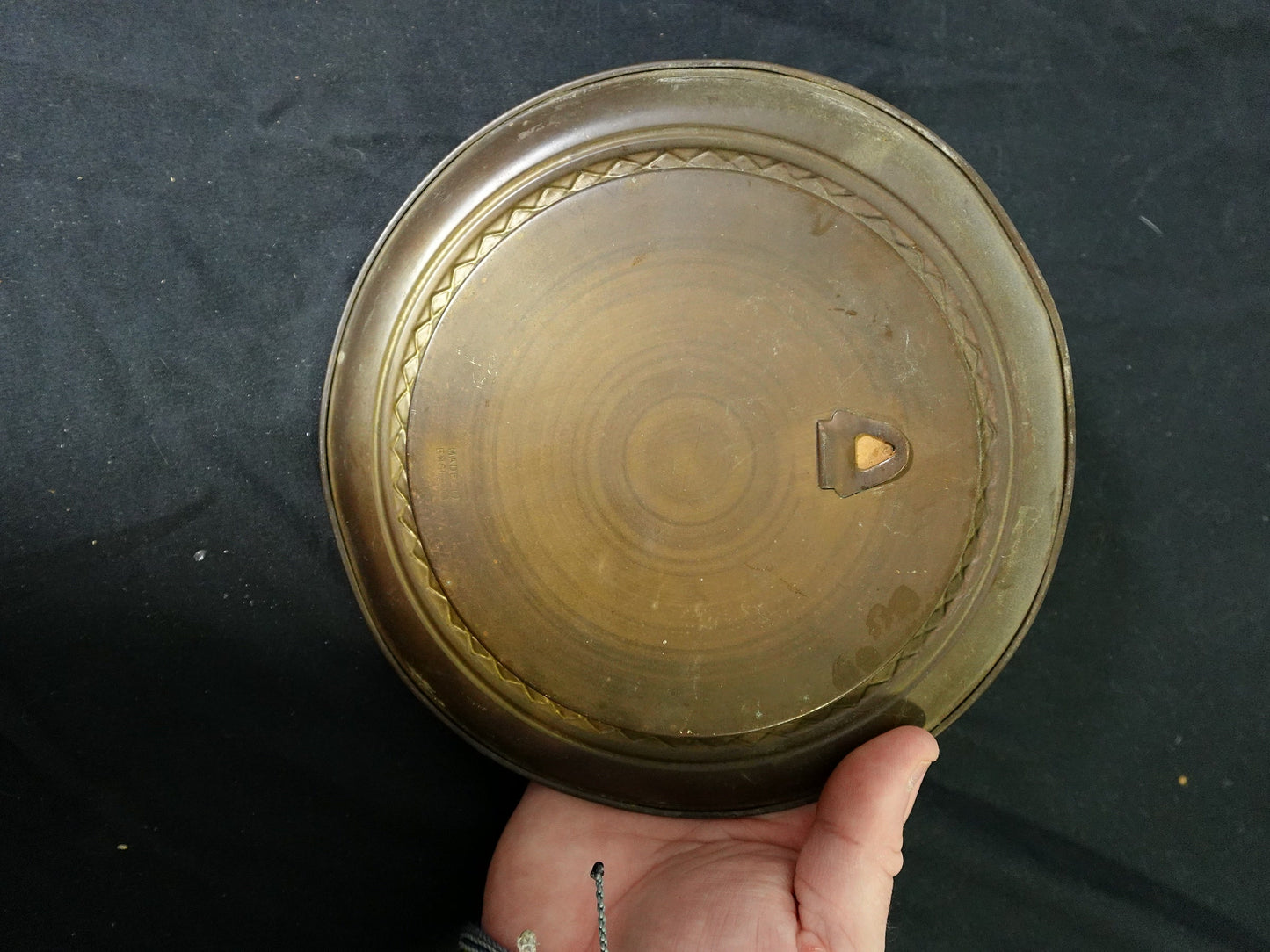 Vintage Solid Brass Plate Wall Hanger with Scenery Insert Made in England