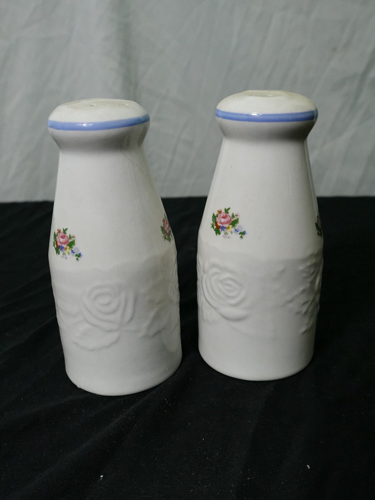 Vintage Tabletops Unlimited Victorian Rose Stoneware Salt & Pepper Shakers