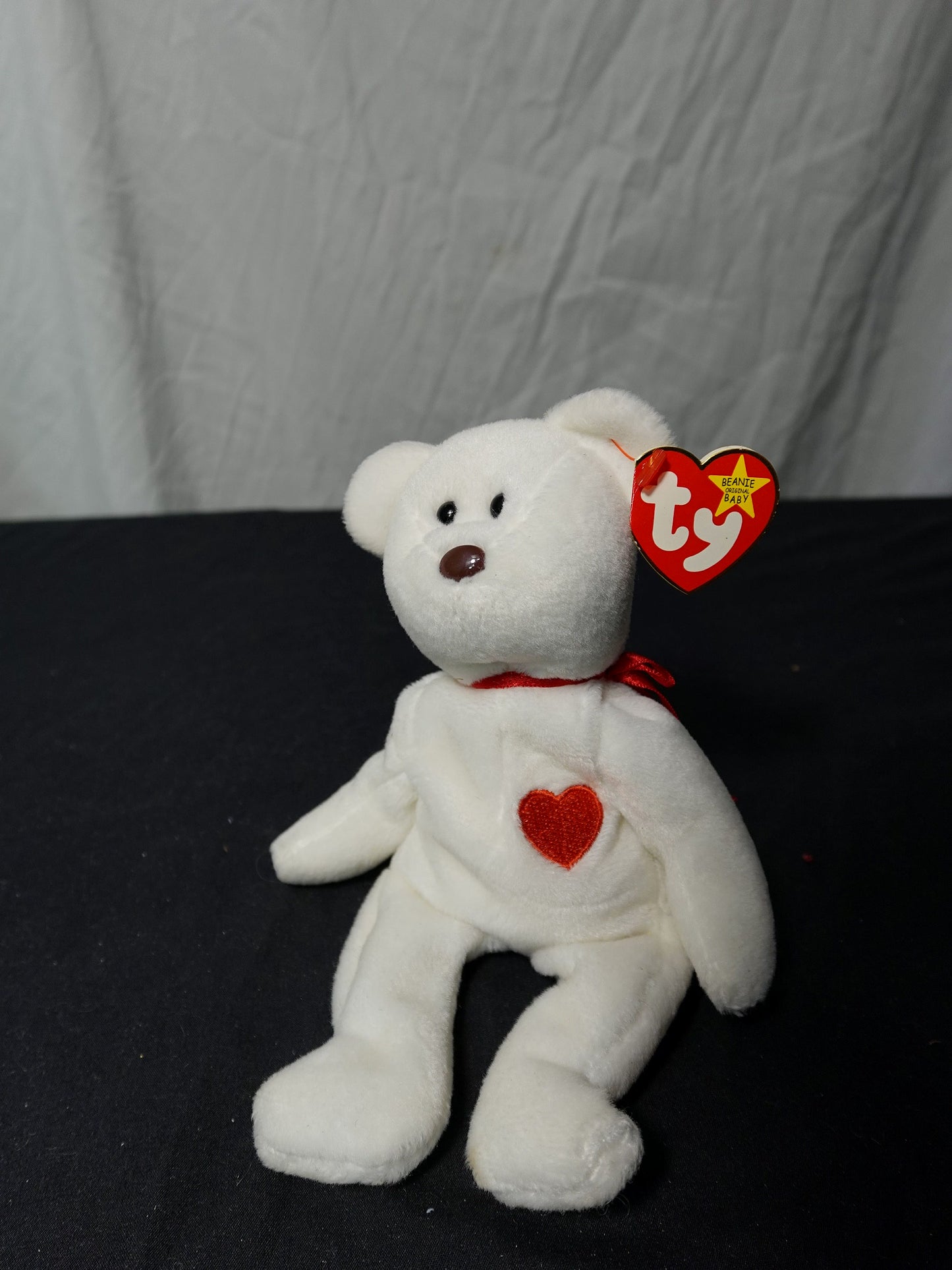 Vintage TY Valentino Beanie Baby 1994 White Bear with Heart
