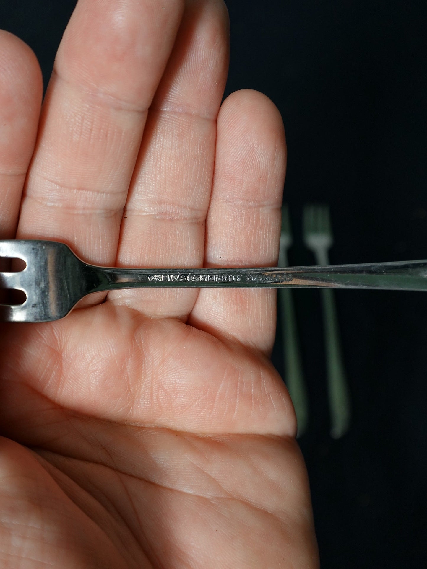 Set of 8 Oneida Twin Star Cocktail Forks Community Stainless Atomic Vintage