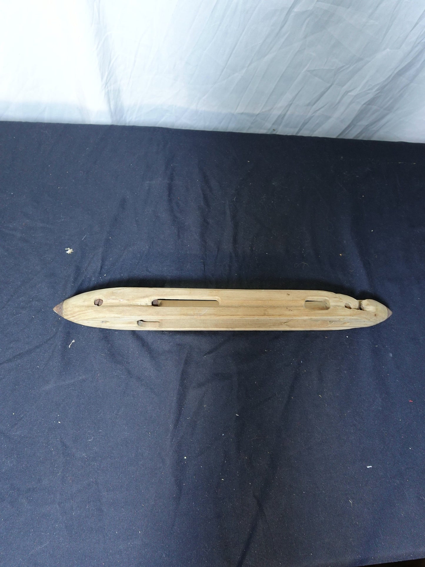 Vintage Wooden Weaving Loom Boat Shuttle with Metal Tips