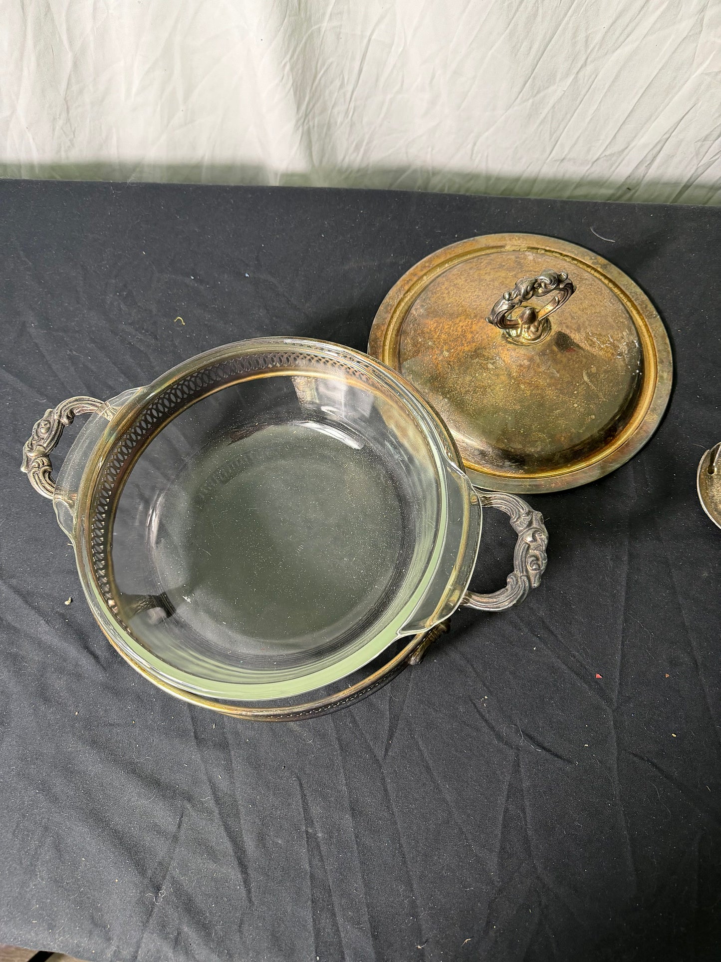 Rogers Silverplate Covered Casserole Dish with Glass Insert