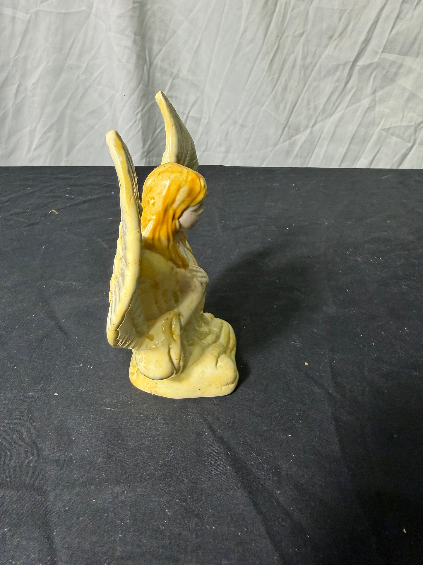 Ceramic Angel Figurine Yellow White Decorative