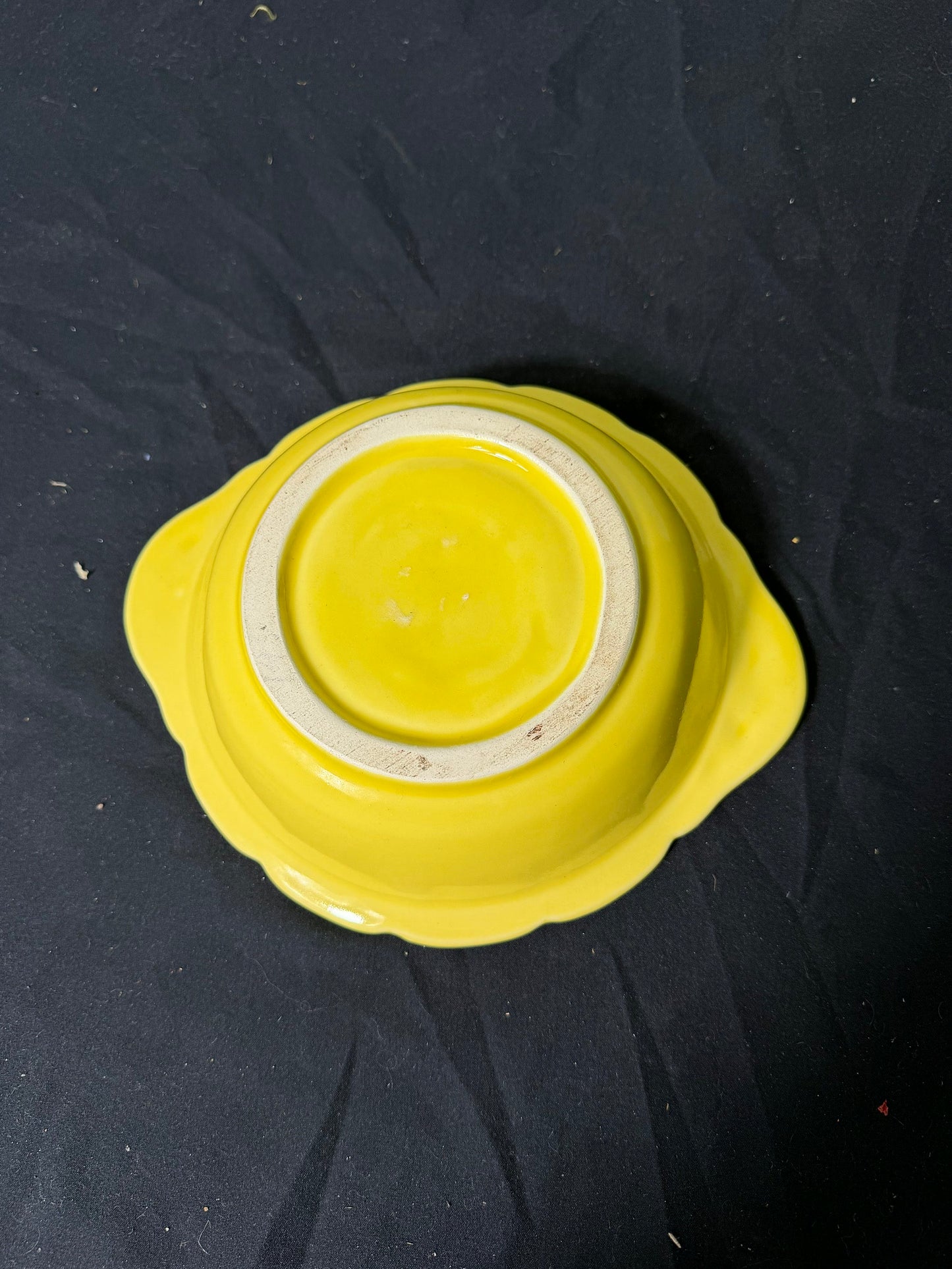 Yellow Ceramic Bowl with Floral Design