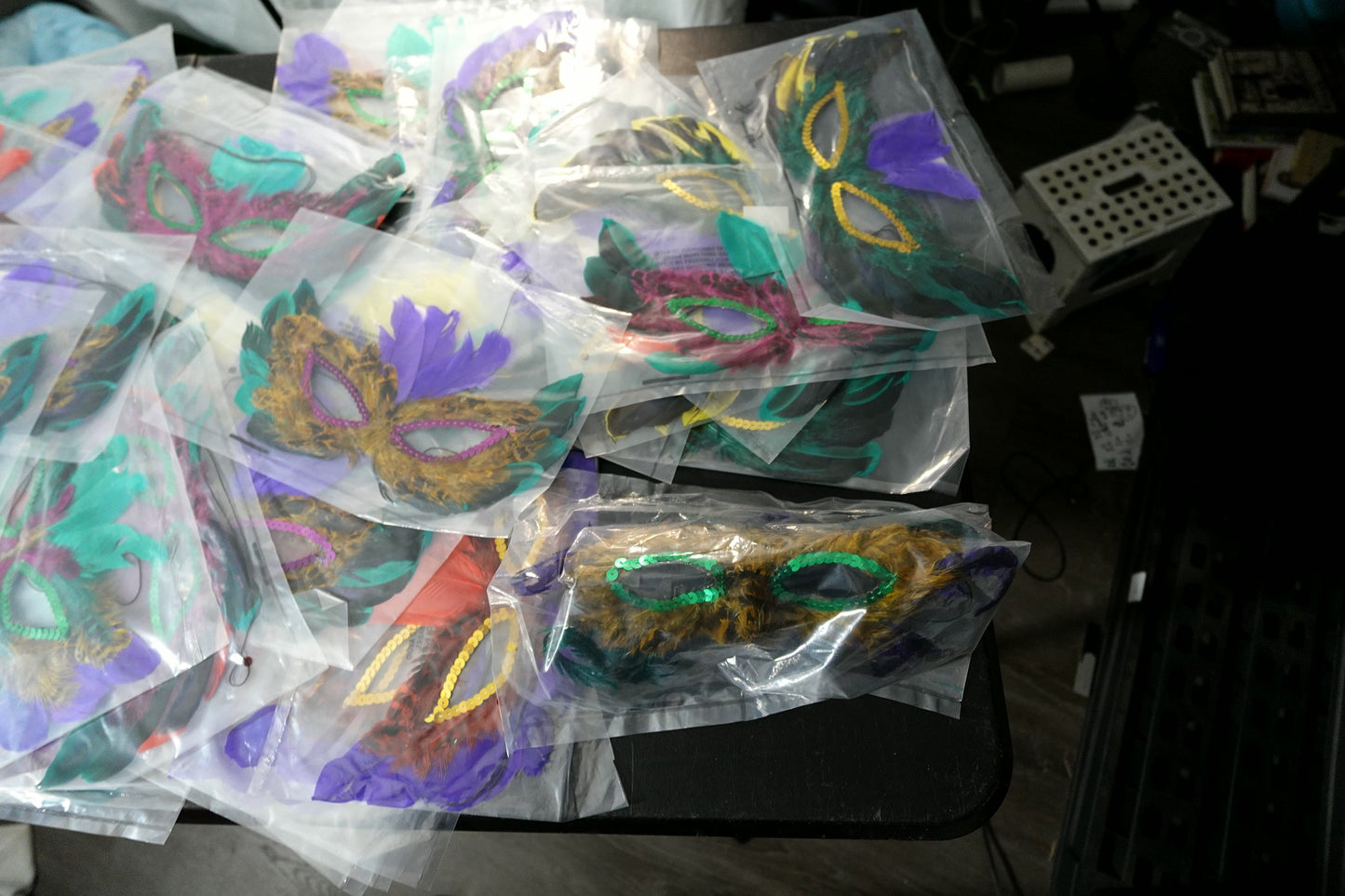 Assorted Mardi Gras Masks with Feathers