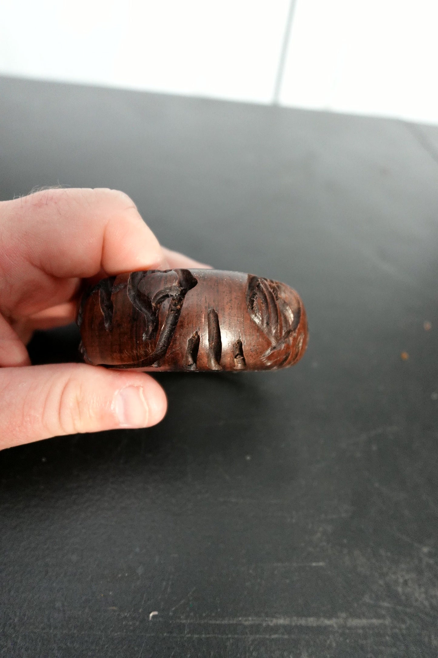 Carved Wooden Bangle Bracelet