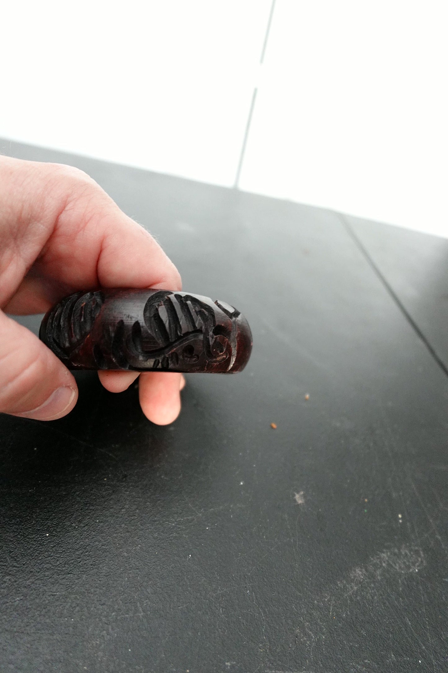 Carved Wooden Bangle Bracelet - 3 inches Diameter