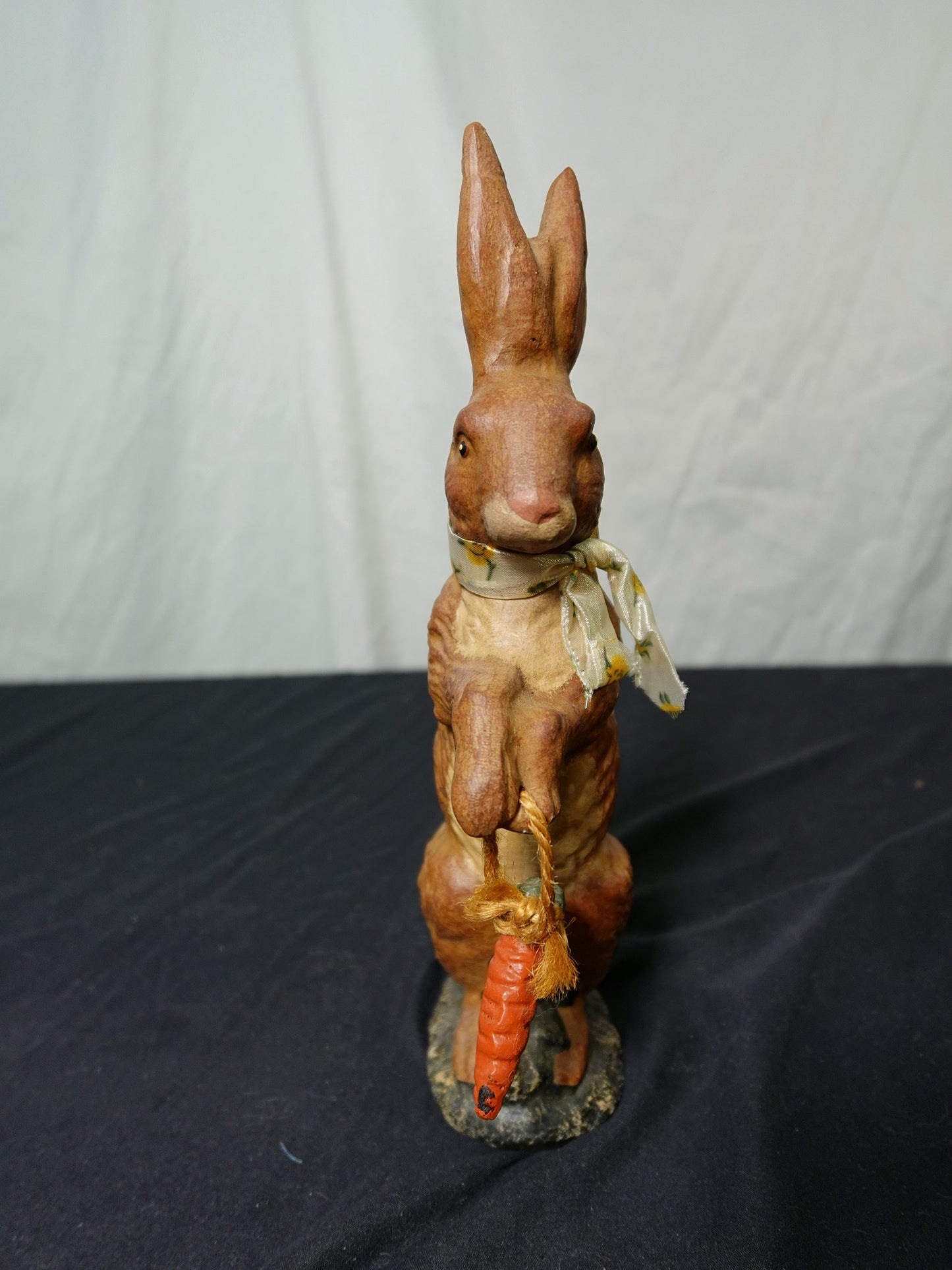 Ceramic Rabbit Figurine Holding Carrot Easter Decor