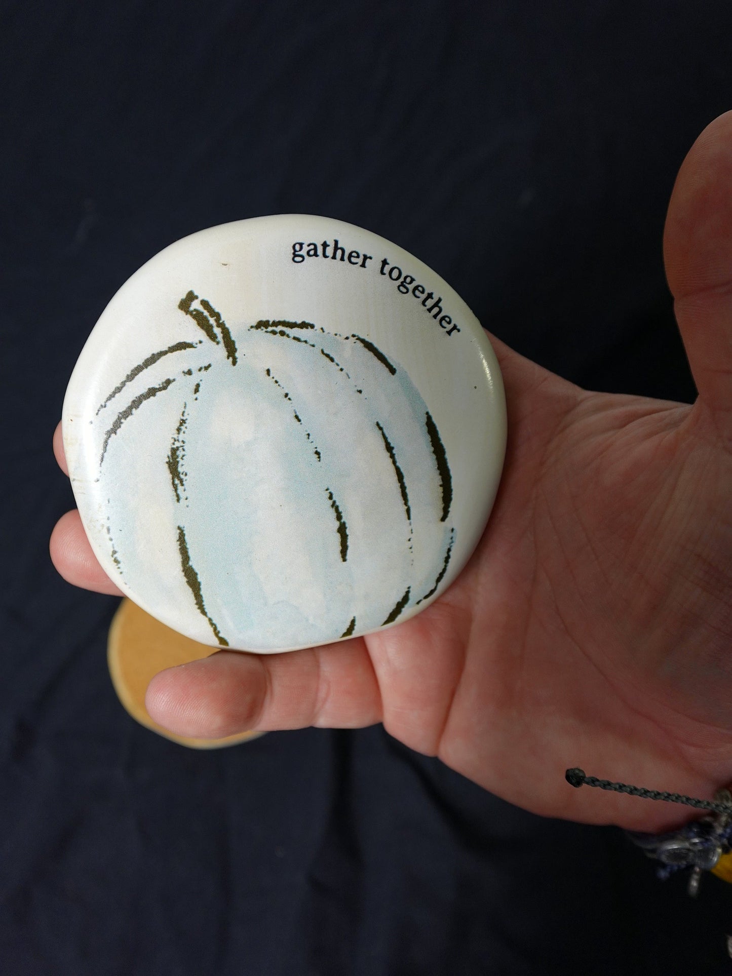 Mud Pie Thanksgiving Ceramic Coaster and Holder Set of 4