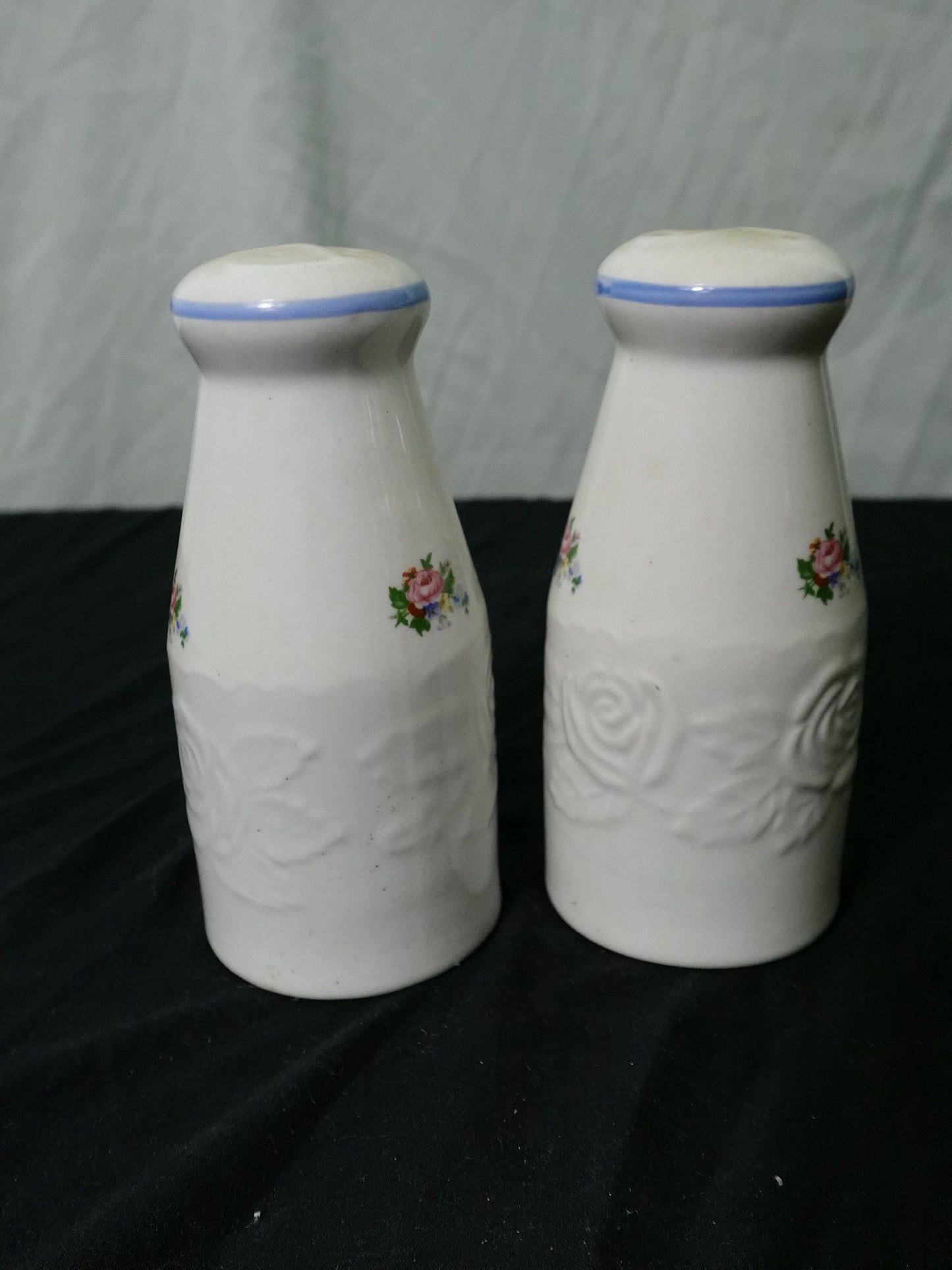 Vintage Tabletops Unlimited Victorian Rose Stoneware Salt & Pepper Shakers