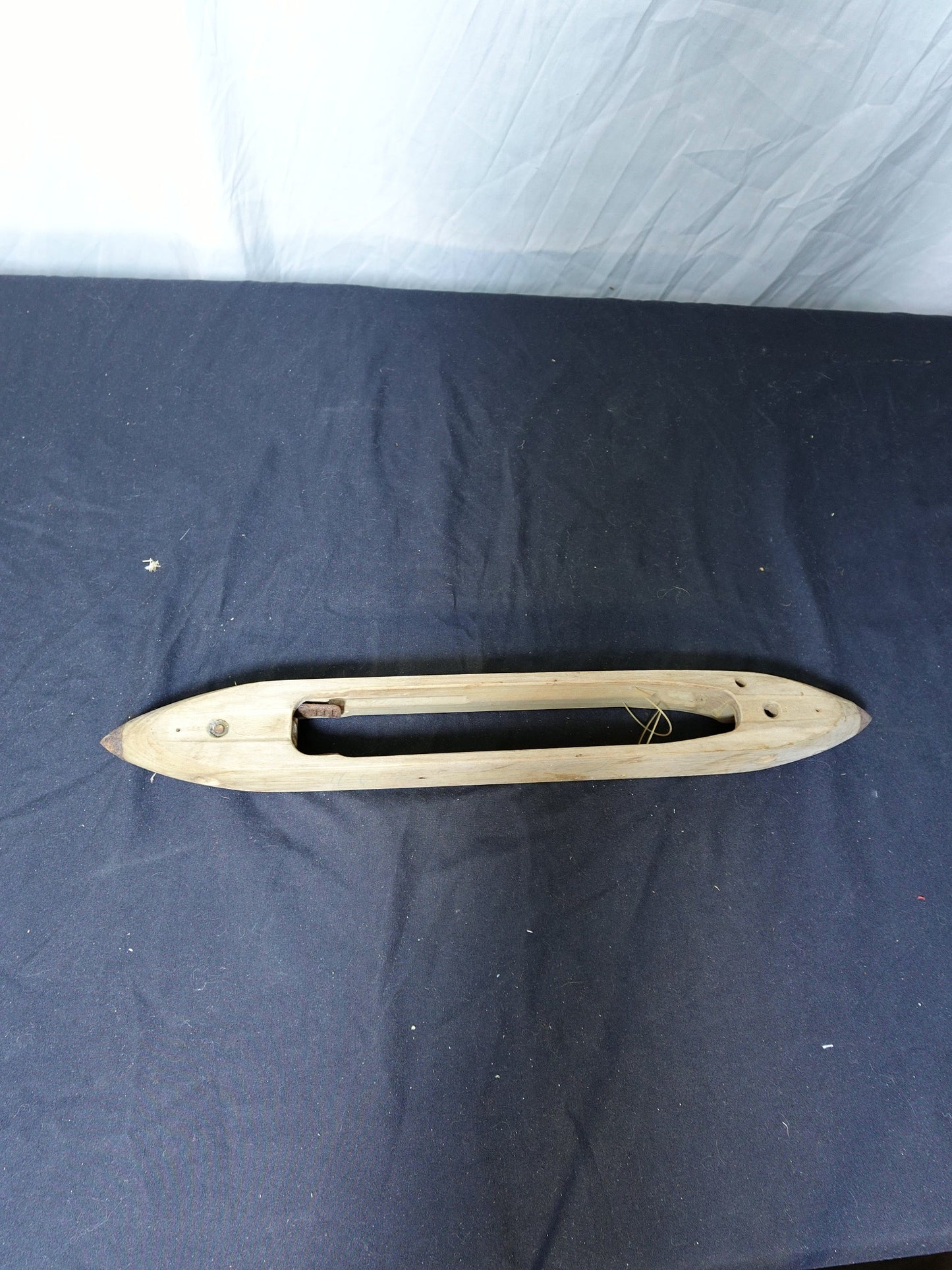 Vintage Wooden Weaving Loom Boat Shuttle with Metal Tips