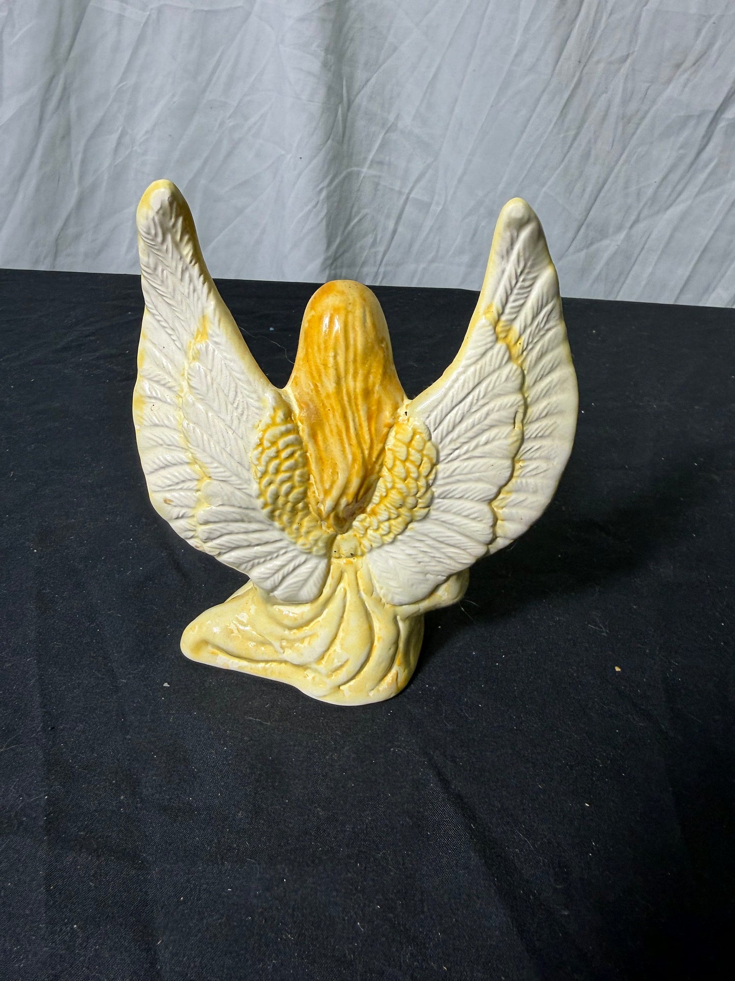 Ceramic Angel Figurine Yellow White Decorative