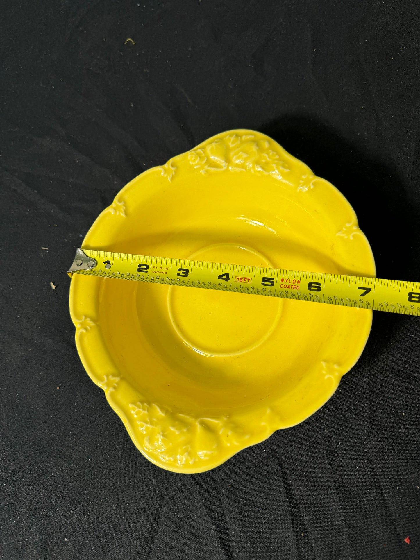 Yellow Ceramic Bowl with Floral Design