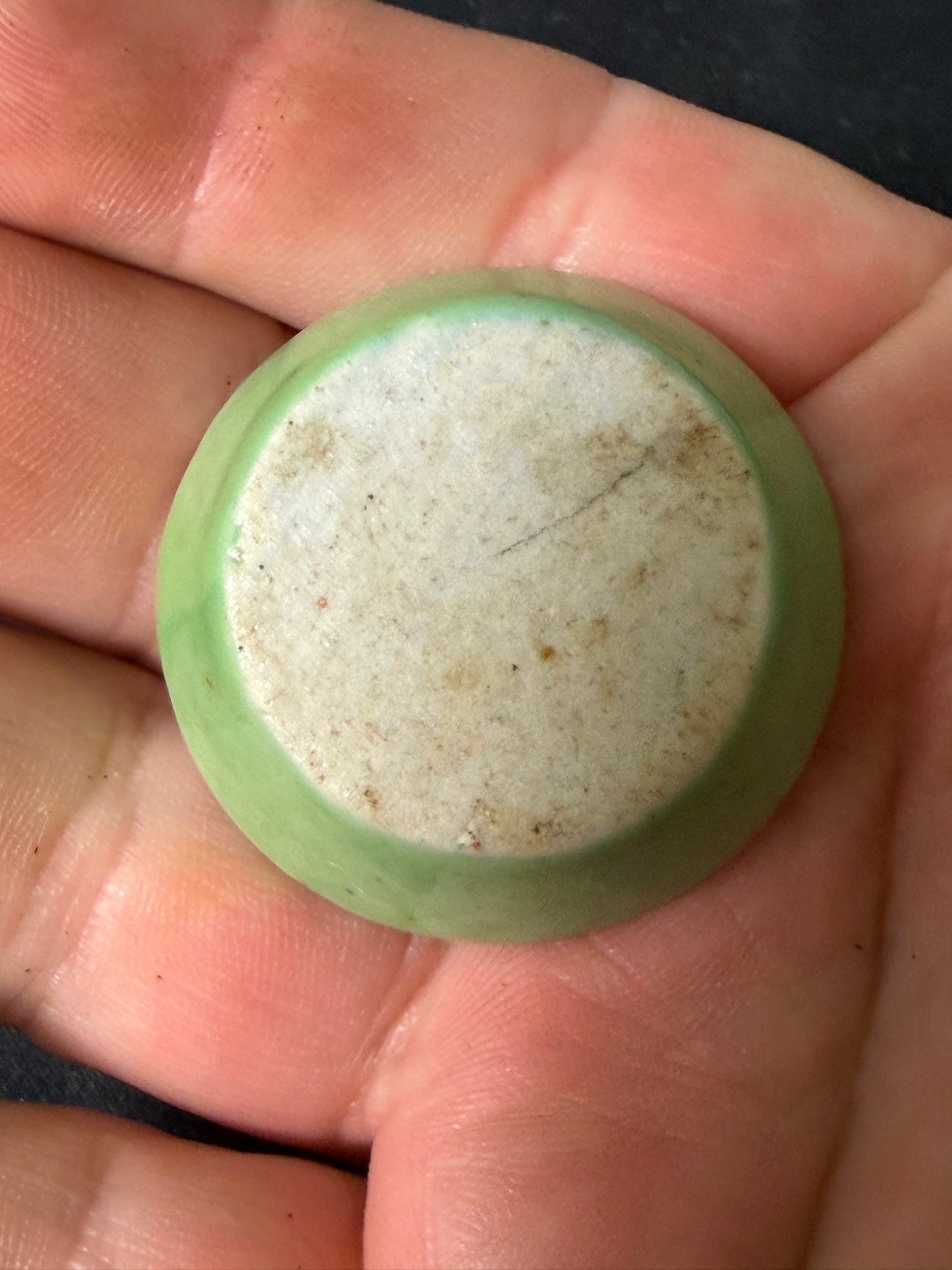 Miniature Green Glazed Pottery Pinch Bowl