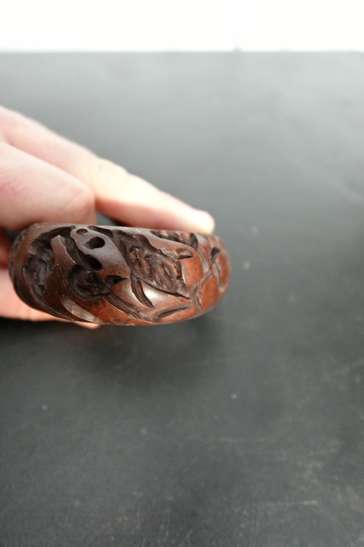 Carved Wooden Bangle Bracelet