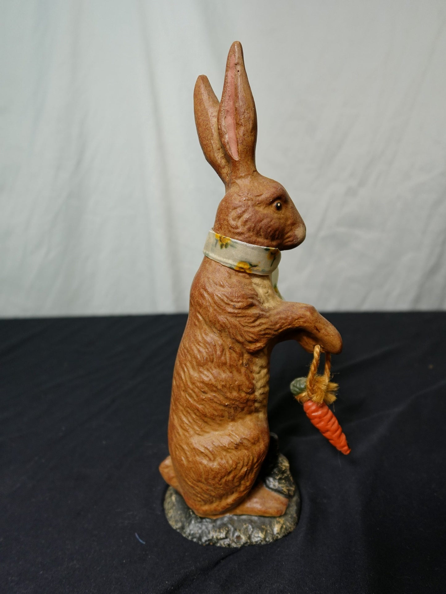 Ceramic Rabbit Figurine Holding Carrot Easter Decor
