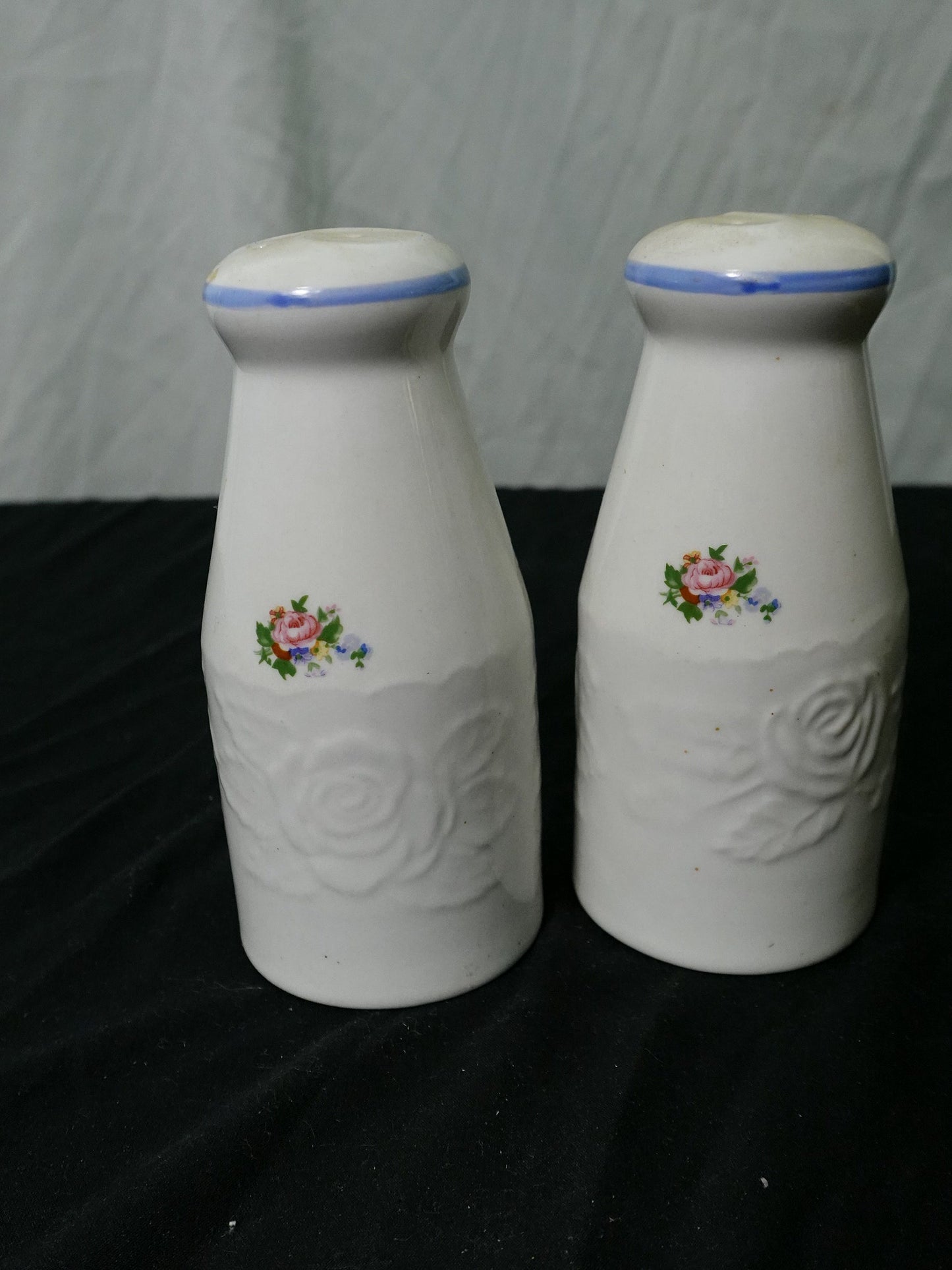 Vintage Tabletops Unlimited Victorian Rose Stoneware Salt & Pepper Shakers