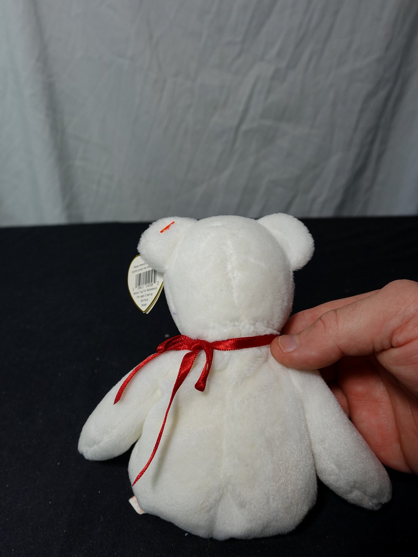 Vintage TY Valentino Beanie Baby 1994 White Bear with Heart