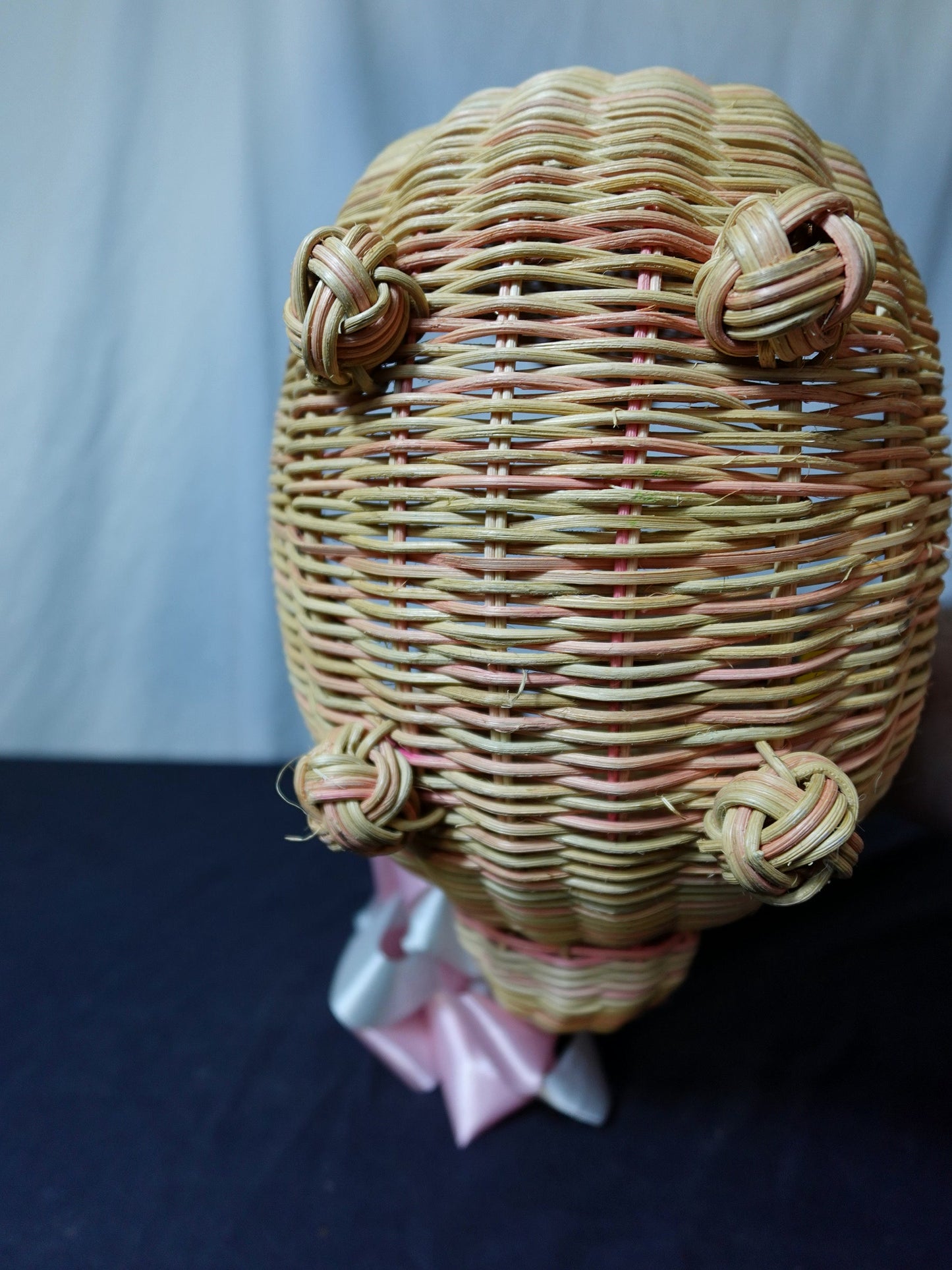 Wicker Duck Basket with Pink Bow