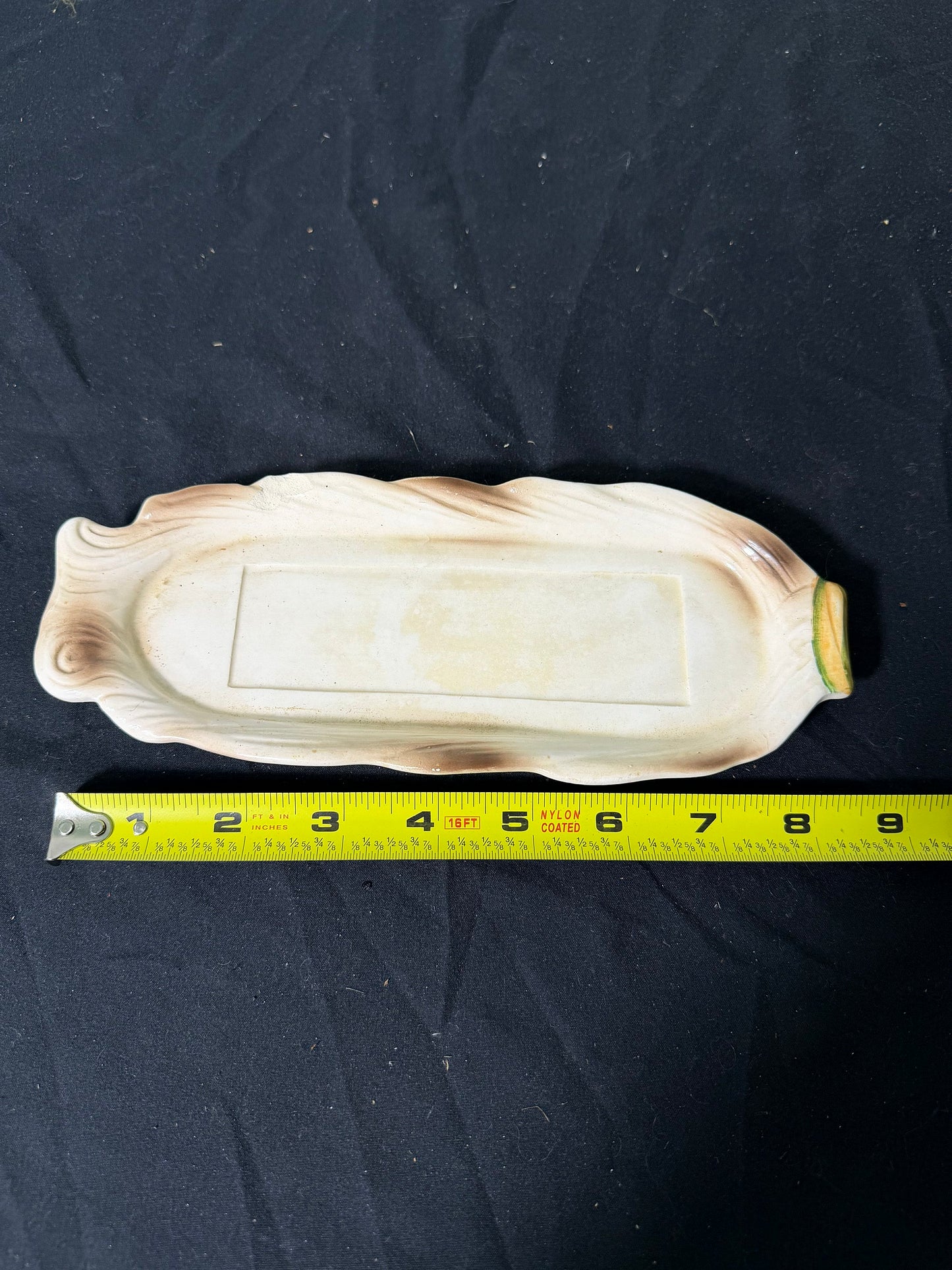 Ceramic Decorative Tray - Green and Brown Accents - Approx. 10 inches