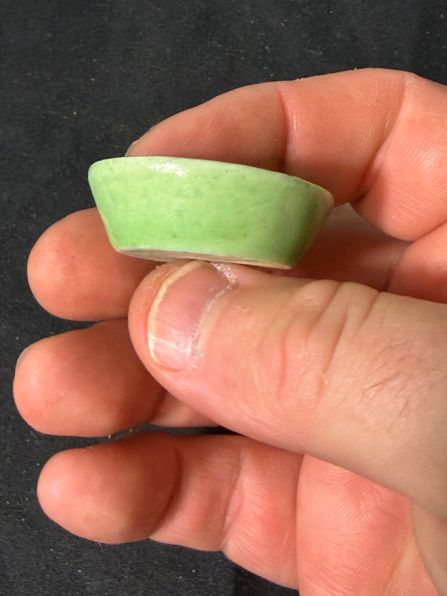 Miniature Green Glazed Pottery Pinch Bowl